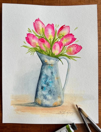 Watercolor 'Tulip Pitcher' - Level 1