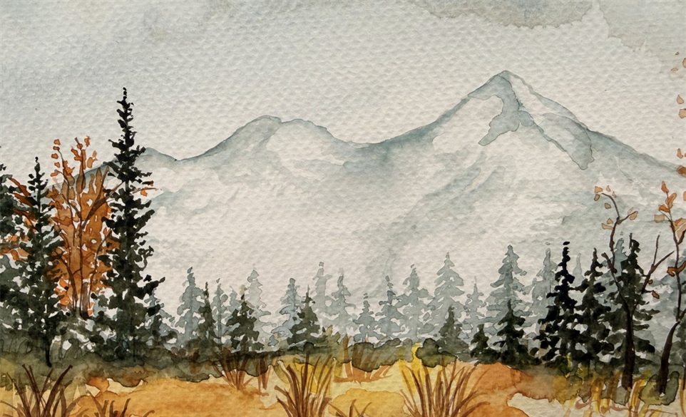 Layers of Autumn: Tamarack Watercolor