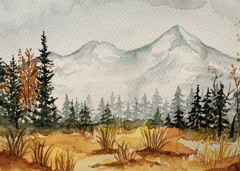 Layers of Autumn: Tamarack Watercolor