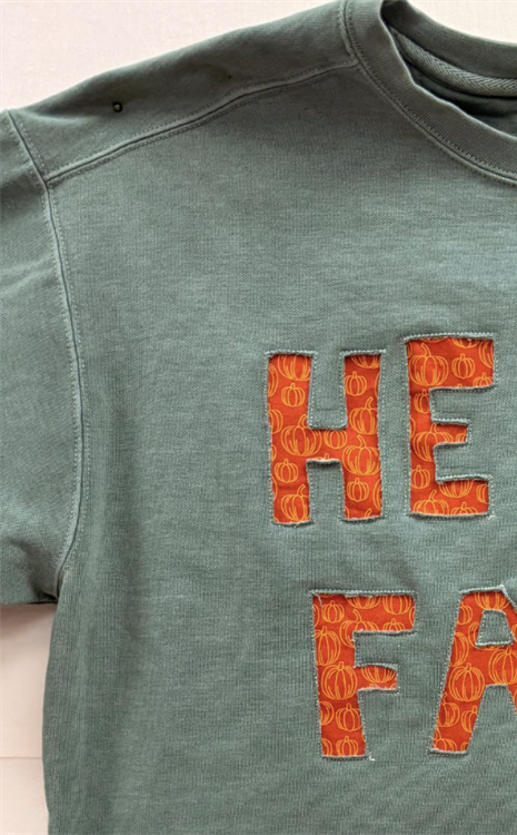 Sewing:  Reverse Appliqué “Hello Fall” Sweatshirt Gallery image 1